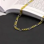 Goldkette als Figarokette hohl in Bicolor Gelbgold / Weißgold 585 / 14K, 55 cm lang, 5,7 mm breit, Gewicht ca. 13.4 g.