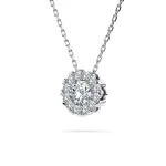 Diamantanhänger in 0,1 Karat, Weißgold 585 / 14 Karat, mit einer 585ger Goldkette in 45 (42+3) cm lang, Gewicht ca. 1,7 g.