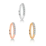 0,42 Karat Diamant Verlobungsring mit 7 Diamanten, Weißgold 585 / 14K, Weite 49 mm, Gewicht ca. 2.1 g.