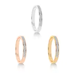 0,11 Karat Diamant Memoire Ring mit 13 Diamanten, Weißgold 585 / 14K, Weite 47 mm, Gewicht ca.