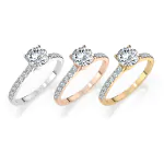 0,5+0,21 Karat Diamant Verlobungsring mit 15 Diamanten, Weißgold 585 / 14K, Weite 70 mm, Gewicht ca. 1.6 g.