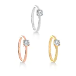 0,30 Karat Diamant Verlobungsring mit 1 Diamanten, Rotgold 585 / 14K, Weite 54 mm, Gewicht ca. 1.55 g.