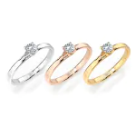 0,1 Karat Diamant Verlobungsring, Rotgold 585 / 14K, Weite 54 mm, Gewicht ca. 1.3 g.