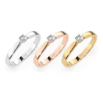 0,08 Karat Diamant Verlobungsring mit 1 Diamanten, Weißgold 585 / 14K, Weite 70 mm, Gewicht ca. 1.9 g.