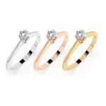 0,10 Karat Diamant Verlobungsring mit 1 Diamanten, Weißgold 585 / 14K, Weite 70 mm, Gewicht ca. 1.25 g.