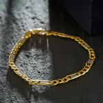 Armband als Fantasiekette Bicolor in Gelbgold / Weißgold 333 / 8K, 18 cm lang, 3.5 mm breit, Gewicht ca. 1.7 g