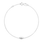 Goldarmband als Ankerkette mit 0,09 Karat Diamanten, Weißgold 585 / 14 Karat, 17,5 cm lang, Gewicht ca. 0,9 g.