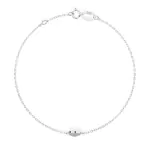 Goldarmband als Ankerkette mit 0,09 Karat Diamanten, Weißgold 585 / 14 Karat, 19 cm lang, Gewicht ca. 0,9 g.