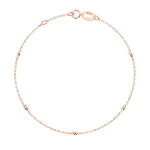 Goldarmband als Ankerkette mit 0,14 Karat Diamanten, Rotgold 585 / 14 Karat, 20 cm lang, Gewicht ca. 0,9 g.