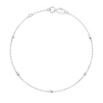 Goldarmband als Ankerkette mit 0,14 Karat Diamanten, Weißgold 585 / 14 Karat, 17 cm lang, Gewicht ca. 0.9 g.