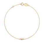 Herz Goldarmband als Ankerkette mit 0,07 Karat Diamanten, Gelbgold 585 / 14 Karat, 18,5 cm lang, Gewicht ca. 0,8 g.