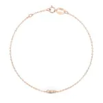 Herz Goldarmband als Ankerkette mit 0,07 Karat Diamanten, Rotgold 585 / 14 Karat, 17,5 cm lang, Gewicht ca. 0,8 g.