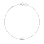 Herz Goldarmband als Ankerkette mit 0,07 Karat Diamanten, Weißgold 585 / 14 Karat, 19,5 cm lang, Gewicht ca. 0,8 g.
