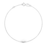 Herz Goldarmband als Ankerkette mit 0,07 Karat Diamanten, Weißgold 585 / 14 Karat, 20,5 cm lang, Gewicht ca. 0,8 g.