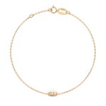 Goldarmband als Ankerkette mit 0,07 Karat Diamanten, Gelbgold 585 / 14 Karat, 18 cm lang, Gewicht ca. 0,8 g.