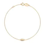 Goldarmband als Ankerkette mit 0,07 Karat Diamanten, Gelbgold 585 / 14 Karat, 21 cm lang, Gewicht ca. 0,8 g.