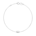 Goldarmband als Ankerkette mit 0,07 Karat Diamanten, Weißgold 585 / 14 Karat, 17 cm lang, Gewicht ca. 0,8 g.