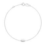 Goldarmband als Ankerkette mit 0,07 Karat Diamanten, Weißgold 585 / 14 Karat, 20,5 cm lang, Gewicht ca. 0,8 g.