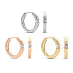 0,06 Karat Diamant Creolen in Rotgold 585 / 14K, Außendurchmesser 13 mm, Breite 2.2 mm, Gewicht ca. 2.05 g