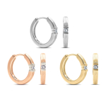 0.06 Karat Diamant Creolen, Rotgold 750 / 18K, Außendurchmesser 13 mm, Breite 2.2 mm, Gewicht ca. 2.37 g