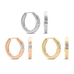 0.06 Karat Diamant Creolen, Gelbgold 750 / 18K, Außendurchmesser 13 mm, Breite 2.3 mm, Gewicht ca. 2.35 g