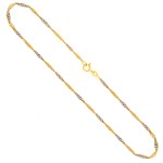 Goldkette als Singapurkette in Bicolor Gelbgold / Weißgold 585 / 14K, 70 cm lang, 1,8 mm breit, Gewicht ca. 4 g.