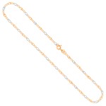 Goldkette als Panzerstegkette in Bicolor Gelbgold / Weißgold 333 / 8K, 50 cm lang, 2,1 mm breit, Gewicht ca. 2 g.