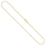 Goldkette als Panzerstegkette in Bicolor Gelbgold / Weißgold 333 / 8K, 45 cm lang, 2,1 mm breit, Gewicht ca. 1.8 g.