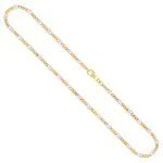 Goldkette als Panzerstegkette in Bicolor Gelbgold / Weißgold 333 / 8K, 42 cm lang, 3,1 mm breit, Gewicht ca. 3.9 g.