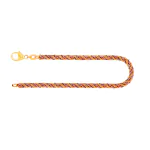 Armband als Kordelkette hohl in Weißgold 585 / 14 Karat, 21 cm lang, 3.3 mm breit, Gewicht ca. 6 g.