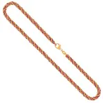 Goldkette als Kordelkette hohl in Bicolor Gelbgold / Weißgold 585 / 14K, 50 cm lang, 4,4 mm breit, Gewicht ca. 20.3 g.