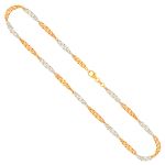 Goldkette als Singapurkette in Bicolor Gelbgold / Weißgold 585 / 14K, 42 cm lang, 2,4 mm breit, Gewicht ca. 4 g.