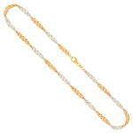 Singapurkette Bicolor in Gelbgold / Weißgold 333 / 8K, 50 cm, 2,4 mm, Gewicht ca. 4,2 g