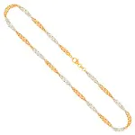 Goldkette als Singapurkette in Bicolor Gelbgold / Weißgold 333 / 8K, 80 cm lang, 2,4 mm breit, Gewicht ca. 6.5 g.