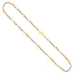 Goldkette als Singapurkette Bicolor in Gelbgold / Weißgold 333 / 8K, 45 cm lang, 2,9 mm breit, Gewicht ca. 5.4 g.