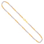 Goldkette als Singapurkette in Bicolor Gelbgold / Weißgold 585 / 14K, 80 cm lang, 2,9 mm breit, Gewicht ca. 11.5 g.