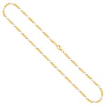 Goldkette als Panzerstegkette Bicolor in Gelbgold / Weißgold 333 / 8K, 55 cm lang, 2,5 mm breit, Gewicht ca. 5.3 g.