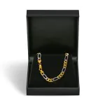 Goldkette als Figarokette hohl Bicolor in Gelbgold / Weißgold 333 / 8K, 50 cm lang, 5,7 mm breit, Gewicht ca. 9.1 g.