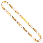 Goldkette als Figarokette hohl in Bicolor Gelbgold / Weißgold 750 / 18K, 80 cm lang, 5,7 mm breit, Gewicht ca. 23.5 g.