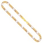 Goldkette als Figarokette hohl Bicolor 750 / 18K, 45 cm lang, 5,7 mm breit, Gewicht ca. 13.2 g.