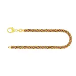 Armband als Kordelkette hohl in Bicolor Gelbgold / Weißgold 585 / 14K, 18 cm lang, 4.4 mm breit, Gewicht ca. 7.6 g.