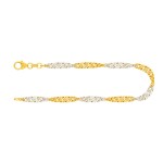 Armband als Singapurkette Bicolor in Gelbgold / Weißgold 585 / 14K, 19 cm lang, 2,4 mm breit, Gewicht ca. 2 g.