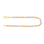 Armband als Singapurkette in Bicolor Gelbgold / Weißgold 333 / 8K, 19 cm lang, 2.9 mm breit, Gewicht ca. 2.5 g.