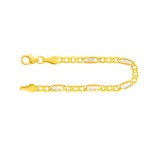 Armband als Fantasiekette Bicolor in Gelbgold / Weißgold 333 / 8K, 21 cm lang, 5,2 mm breit, Gewicht ca. 4.4 g.
