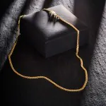 Goldkette als Panzerkette flach in Gelbgold 585 / 14K, 50 cm lang, 3,4 mm breit, Gewicht ca. 14.7 g.