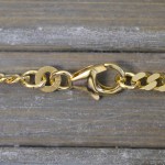 Goldkette als Panzerkette flach in Gelbgold 333 / 8K, 40 cm lang, 3,4 mm breit, Gewicht ca. 10.4 g.