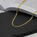 Goldkette als Panzerkette flach in Gelbgold 585 / 14K, 55 cm lang, 3,4 mm breit, Gewicht ca. 15.5 g.