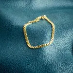 Armband als Panzerkette flach in Gelbgold 585 / 14K, 18,5 cm lang, 3,4 mm breit, Gewicht ca. 5.8 g.