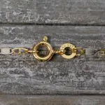 Goldkette als Panzerstegkette in Bicolor Gelbgold / Weißgold 333 / 8K, 50 cm lang, 2,1 mm breit, Gewicht ca. 2 g.