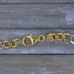 Armband als Figarokette hohl in Weißgold 333 / 8 Karat, 23 cm lang, 5.7 mm breit, Gewicht ca. 5.8